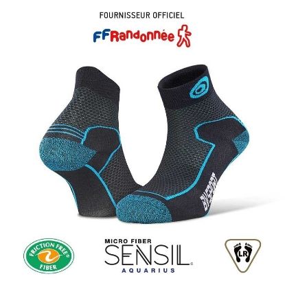 Image de Socquettes Tige Basse Double EVO Polyamide noir/bleu - BV Sport